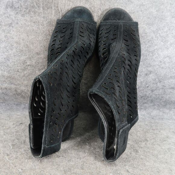 Via Spiga Shoes Womens 9 Sandal Bootie Wedge Ankle Strap Leather Open Toe Black - Picture 8 of 14